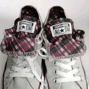 Converse White and Plaid Sneakers